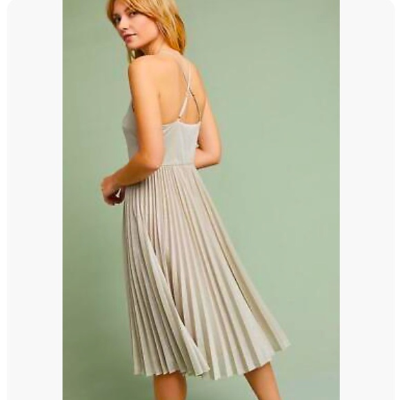 Anthropologie Silver Pleated Dress - Picture 1 of 5